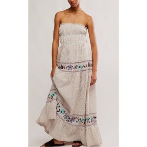 FREE PEOPLE Kalani Midi Dress / Ivory Stripe Combo XL